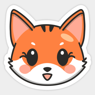 Cute Fox Face Illustration Sticker